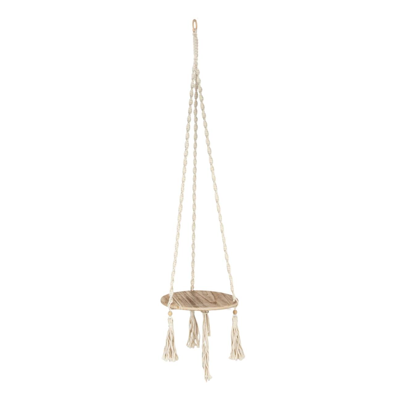 Hello Honey® 5ft. Cotton Macrame Plant Hanger with Wood Base